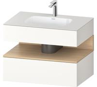 Set Meuble Salle De Bain Duravit Qatego Lavabo 1 trou, 1 tiroir, 1 niche 800mm Chêne Naturel Mat/Blanc Super Mat QA4785030840000