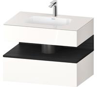 Set Meuble Salle De Bain Duravit Qatego Lavabo 1 trou, 1 tiroir, 1 niche 800mm Chêne Noir Mat/Blanc brillant QA4785016220000