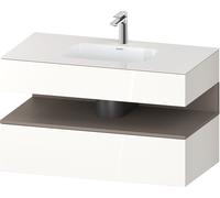 Set Meuble Salle De Bain Duravit Qatego Lavabo 1 trou, 1 tiroir, 1 niche éclairée 1000mm Basalte Mat/Blanc brillant QA4786043220010