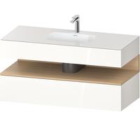 Set Meuble Salle De Bain Duravit Qatego Lavabo 1 trou, 1 tiroir, 1 niche éclairée 1200mm Chêne Naturel Mat/Blanc brillant QA4787030220010