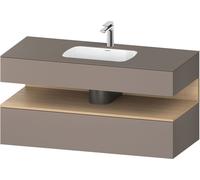 Set Meuble Salle De Bain Duravit Qatego Lavabo 1 trou, 1 tiroir, 1 niche éclairée 1200mm Chêne Naturel Mat/Basalte Mat QA4787030430010