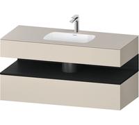 Set Meuble Salle De Bain Duravit Qatego Lavabo 1 trou, 1 tiroir, 1 niche éclairée 1200mm Chêne Noir Mat/Taupe Super Mat QA4787016830010