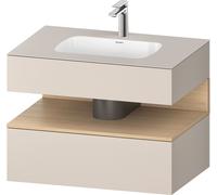 Set Meuble Salle De Bain Duravit Qatego Lavabo 1 trou, 1 tiroir, 1 niche éclairée 800mm Chêne Naturel Mat/Taupe Mat QA4785030910010
