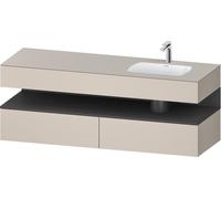 Set Meuble Salle De Bain Duravit Qatego Lavabo droite 1 trou, 2 tiroirs, 1 niche 1600mm Graphite Mat/Taupe Mat QA4796049910000