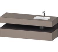 Set Meuble Salle De Bain Duravit Qatego Lavabo droite 1 trou, 2 tiroirs, 1 niche 1600mm Graphite Super Mat/Basalte Mat QA4796080430000