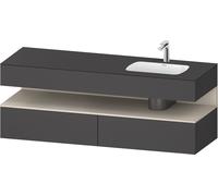 Set Meuble Salle De Bain Duravit Qatego Lavabo droite 1 trou, 2 tiroirs, 1 niche 1600mm Taupe Super Mat/Graphite Mat QA4796083490000