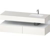 Set Meuble Salle De Bain Duravit Qatego Lavabo droite 1 trou, 2 tiroirs, 1 niche éclairée 1600mm Blanc Mat/Blanc Super Mat QA4796018840010