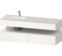 Set Meuble Salle De Bain Duravit Qatego Lavabo gauche 1 trou, 2 tiroirs, 1 niche 1600mm Blanc brillant/Blanc Super Mat QA4795022840000
