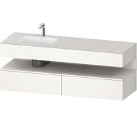 Set Meuble Salle De Bain Duravit Qatego Lavabo gauche 1 trou, 2 tiroirs, 1 niche 1600mm Blanc Super Mat QA4795084840000