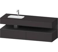 Set Meuble Salle De Bain Duravit Qatego Lavabo gauche 1 trou, 2 tiroirs, 1 niche éclairée 1600mm Graphite Mat/Graphite Super Mat QA4795049800010