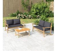 Set meubles d’extérieur - BONNIE - Salon de jardin 2 Pièces avec coussins - gris foncé bambou - 90 x 55 x 37cm LLDS7428758