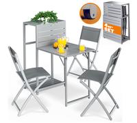 Set meubles pour balcon Gris 1 table 3 chaises pliable salon de jardin roulettes
