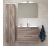 Set Mia ensemble meuble salle de bain 79 x 61 x 39,5 cm avec lavabo, miroir LED et armoire - Cordoba (734077008484)