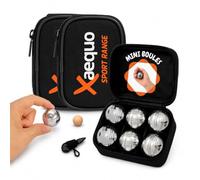 Set Mini Boule de Petanque Complet, 6 Mini Boules Acier Chrome | Set Mini Boules de Pétanque Avec Sacoche, Cochonnet Bois et Mesureur Inclus, Jeu Interieur et Exterieur Portable, Famille