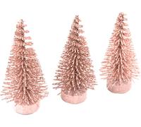 Set mini sapin de Noël scintillant 3 pièces or rose 5,5 x 2,5 cm