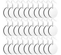 Set mit 60 runden Ohranhänger-Rohlingen aus MDF-Holz, per Sublimation personalisierbar, doppelseitiges Material, 30 mm Durchmesser, Metallhaken inklusive für die Herstellung von Accessoires