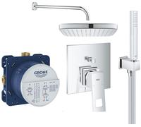 Set mitigeur bain-douche Grohe Eurocube 24062000, douche à effet de pluie Grohe Vitalio Comfort 26695000, 26405000, 35600000, 27851000