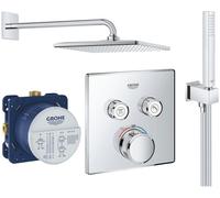 Set mitigeur bain-douche Grohe Grohtherm SmartControl 29124000, douche à effet de pluie avec bras Grohe Rainshower 26564000, 26405000, 35600000
