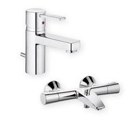 Set mitigeur bain-douche Kludi Zenta 351010538, mitigeur de lavabo Kludi Zenta 382500575