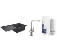 Set mitigeur de cuisine avec filtre Grohe Blue 31539DC0, évier en granit Grohe K400 31641AP0
