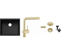 Set mitigeur de cuisine Blanco Linus 526683, évier en granit Blanco Subline 500-U 527794, 207423