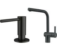 Set mitigeur de cuisine Franke Atlas 115.0550.427, distributeur de savon Franke Atlas 112.0717.102