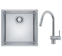 Set mitigeur de cuisine Franke Atlas 115.0590.047, évier en acier inoxydable Franke Maris 122.0543.995