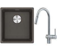 Set mitigeur de cuisine Franke Atlas 115.0590.047, évier en granit Franke Maris 125.0716.374