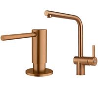 Set mitigeur de cuisine Franke Atlas 115.0628.204, distributeur de savon Franke Atlas 112.0717.104