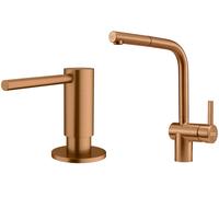 Set mitigeur de cuisine Franke Atlas 115.0628.208, distributeur de savon Franke Atlas 112.0717.104