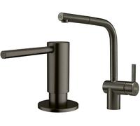 Set mitigeur de cuisine Franke Atlas 115.0628.210, distributeur de savon Franke Atlas 112.0717.103