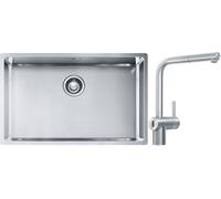 Set mitigeur de cuisine Franke Atlas Neo Sensor 115.0625.523, évier en acier inoxydable Franke Box 127.0453.658