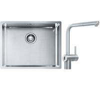 Set mitigeur de cuisine Franke Atlas Neo Sensor 115.0625.523, évier en acier inoxydable Franke Box 127.0453.660