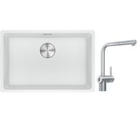 Set mitigeur de cuisine Franke Atlas Neo Sensor 115.0625.523, évier en granit Franke Maris 125.0687.259