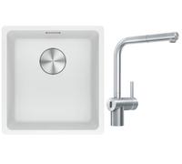Set mitigeur de cuisine Franke Atlas Neo Sensor 115.0625.523, évier en granit Franke Maris 125.0687.251