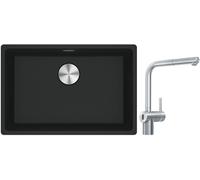 Set mitigeur de cuisine Franke Atlas Neo Sensor 115.0625.523, évier en granit Franke Maris 125.0687.252