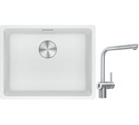 Set mitigeur de cuisine Franke Atlas Neo Sensor 115.0625.523, évier en granit Franke Maris 125.0687.255