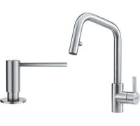 Set mitigeur de cuisine Franke Eos 115.0529.207, distributeur de savon Franke Atlas 112.0717.084