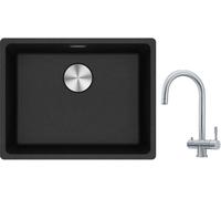 Set mitigeur de cuisine Franke Eos 120.0179.979, évier en granit Franke Maris 125.0687.253