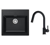 Set mitigeur de cuisine Franke Lina 115.0626.055, évier Tectonite Franke Sirius 114.0205.049