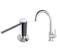 Set mitigeur de cuisine Franke Lina 115.0693.228, distributeur de savon Franke Comfort 119.0584.065