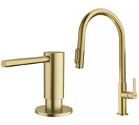 Set mitigeur de cuisine Franke Maris Slim Clear Water J Pull-Out 120.0736.601, distributeur de savon Franke Atlas 112.0717.105