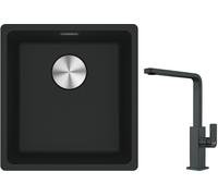 Set mitigeur de cuisine Franke Mythos 115.0550.441, évier en granit Franke Maris 125.0687.248