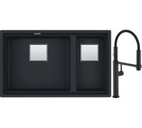 Set mitigeur de cuisine Franke Pescara 360 115.0545.136, évier en granit Franke Kanon 125.0633.004