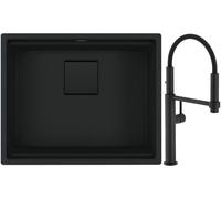 Set mitigeur de cuisine Franke Pescara 360 115.0545.136, évier en granit Franke Kanon 125.0721.150