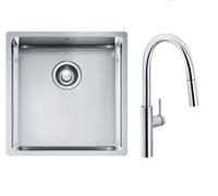 Set mitigeur de cuisine Franke Pescara L Slide-In 115.0538.940, évier en acier inoxydable Franke Box 127.0453.654