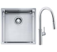 Set mitigeur de cuisine Franke Pescara L Slide-In 115.0538.940, évier en acier inoxydable Franke Box 127.0453.654