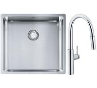 Set mitigeur de cuisine Franke Pescara L Slide-In 115.0538.940, évier en acier inoxydable Franke Box 127.0453.655
