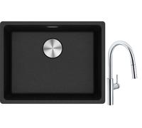 Set mitigeur de cuisine Franke Pescara L Slide-In 115.0538.940, évier en granit Franke Maris 125.0687.253