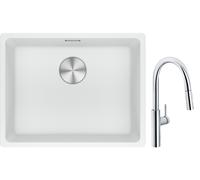 Set mitigeur de cuisine Franke Pescara L Slide-In 115.0538.940, évier en granit Franke Maris 125.0687.255